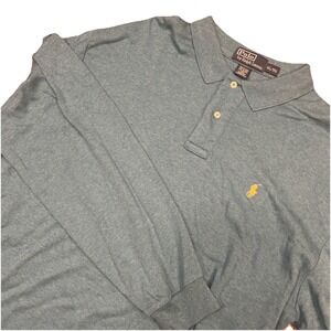 Polo Ralph Lauren Men's XL Blue Long Sleeve Polo Flesh Pony Shirt 100% Cotton